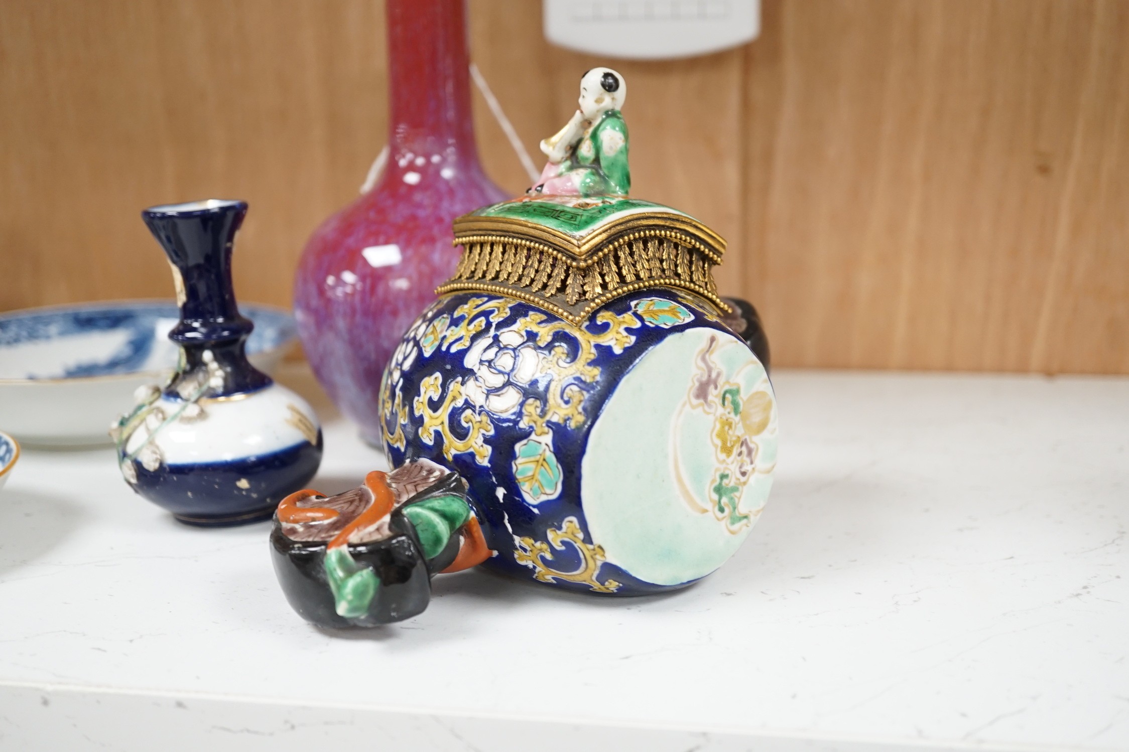 A group of Chinese and Japanese ceramics. Tallest 18cm